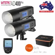 AU 2*Godox AD400Pro 400Ws TTL HSS Studio Strobe Flash+XPRO Trigger+CB-09 Case