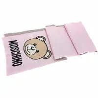 在飛比找Yahoo奇摩購物中心優惠-MOSCHINO 銀蔥泰迪熊針織披肩 圍巾(粉色)