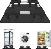 KUPAO Mini Fridge Stand with Silicone Drip Tray, Universal Adjustable Stand Base with 12 Strong Feet, 23.6" x 23.6" Mini Fridge Mat, Suitable for Washer, Dryer, Refrigerator, Black