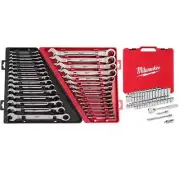 Milwaukee Combination Ratcheting Wrench Set w/ 3/8" Ratchet+Socket Set (86-Pcs)
