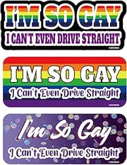 GEEKBEAR I'm So Gay I Can't Even Drive Straight Car Magnet - 8.7 x 3.5 in