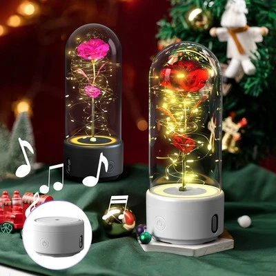 Creative 2 In 1 Rose Flowers LED Light And Bluetooth-compatible Speaker Valentin