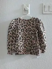 NWT Grayson Mini Toddler Girls' Leopard Puff Sleeve Sweatshirt. Brown 2T
