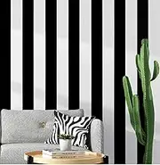 Guvana 197"x17.7" Black and White Stripe Contact Paper Peel and Stick Wallpaper Self-Adhesive Wallpaper Removable Contact Paper Modern Wallpaper for Living Room Bedroom Countertop Shelf Drawer Decor