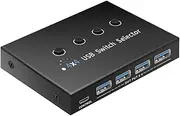 Veulrn USB 3.0 Switch KM Selector 4 Computer Laptop PC Host Sharing 4 USB Devices KVM Switcher Box Share Printer Mouse Keyboard