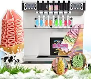 Kolice commercial heavy duty countertop 7 flavors soft ice cream machine, frozen yogurt soft serve ice cream maker-upper tanks refrigerated, full transparent dispensers, 4+3 mixed flavors