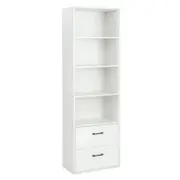 Costway Tall BookShelf Bookcase 4-Tier Display Cabinet 2 Drawer