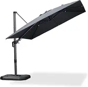 Purple Leaf 2.7X3.5 M Large Cantilever Umbrella Outdoor, Patio Umbrella with Crank Handle and Tilt, Offset Umbrella for Deck