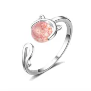 3PCS Silver plating Woman Fashion Jewelry Kitten Simple Ring Size Adjustable Ring