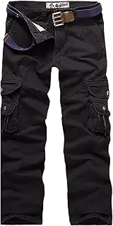 [HanzhuoLG] Pants Men Military Tactical Camouflage Cargo Overalls Training Work Camo Combat Offroad Army Male Clothing Baggy Straight Trousers For Men's black S