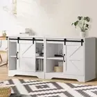 Oikiture 2x Buffet Sideboard Cabinet Storage Cupboard Hallway Pantry Table White