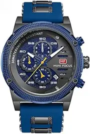 [Generic] Men's Sport Chronograph Watch - 1/10 Second Stopwatch, Calendar Display, Luminous Hands, 30M Waterproof Silicone Strap Quartz Watch (Multiple Color Options)