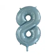 Number 8 Light Blue Foil Balloon 86cm