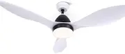 Devanti 48'' Ceiling Fans, Fan Lights and Remote for Bedroom Living Room Indoor, DC Motor Control LED Light 5 Speed 122cm Reversible White Quiet Breezes 3 Color Lighting