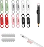 Roczential 12 Pack Magnetic Pen Pencil Holder Adjustable Silicone Pen Holder Multiple Colors Magnetic Pen Holder Clip Reusable Adhesive Pencil Holder Ideal for Fridge Task Boards