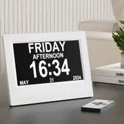7" Digital Day Clock Calendar Alarm White