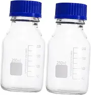 Alipis 1set Graduated Glass Laboratory Media Bottles Wide Mouth Storage Vials for Sample Collection and Organization Transparent Chemistry Sample Jars for Home and Industry Use 2pcs
