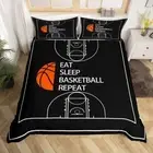 Bedding Set King Size for Woman Men,Eat Sleep Basketball Repeat Themed