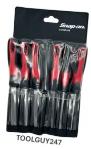 SNAP ON TOOLS NEW RED 6pc Soft Grip Handle Miniature File Set SGFMN106