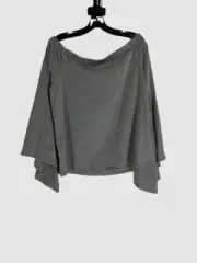 $65 Neiman Marcus Women's Gray Long Flutter Sleeve Top Size Large