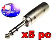 From OZ Quality 5PC XLR 3Pin Male to 6.35mm 1/4" Male Stereo Plug Jack Adapter