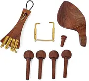 Labymos Red Solid Wood Violin Parts Set Pegs Fine Tuners Tailpiece Chin Rest Chin Rest Clamp End Pin Tail Gut 13in1 for 4/4 Full Size Violin
