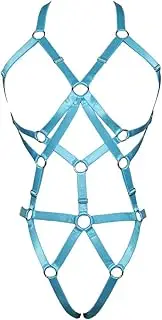 [XISESEA] Women Body Harness Bra Set: Strappy Lingerie Set, Adjustable Cupless Cage Bra,Eastic Punk Gothic Strap Harness Belt