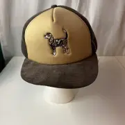 Vintage Winchester Brown Corduroy Snap Back Cap Hat Ear Flaps Basset Hound NWT