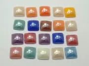 200 Mixed Color AB Square Flatback Glass Cabochon Ceramic Half Pearl 8X8mm