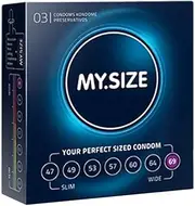 My.Size Premium Lubricated Natural Latex Rubber Condoms, Transparent 3 count, Pack of 3