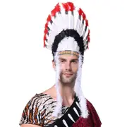 Native American Chief Headdress Indian Costume Feather Hair Dress Headpiece Headband Accessories for Adults and Kids Feather head jewelry