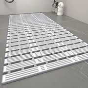 Extra Long Non-Slip Shower Mat, 36x16 Inch Machine-Washable Rubber Bath Mat for DIY Cutting, Safe and Secure for Elderly and Children (Grey)
