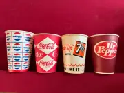 1960-70's, Coca-Cola / Pepsi / 7up, (4) "Unused" Paper Cups (Scarce/Vintage)