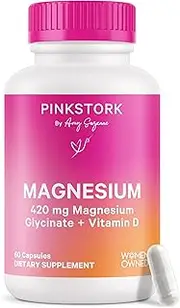 New Release - Pink Stork Total Magnesium: Magnesium Capsules + Astragalus for Women to Support Energy Levels, Mood + Calm, Nervous System & Cardiovascular Health, Women-Owned, 60 Capsules