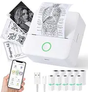 Print Pods Mini Printer, Thermal Inkless Sticker Maker with 10 Rolls Printing Paper, Pocket Printpod for phone, Impresora Portátil for Notes, Flashcards, Journal, DIY, Compatible with iOS & Android