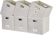 DECOMOMO Felt Storage Bins, 11 inch Cube Storage Bin with Labels for Shelves Kallax (Cube 11" / 6pcs, Beige)