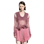 [RICK OWENS] Banana Ragno in Rete Lavorata a Maglia Pink