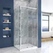 ELEGANT Shower Enclosure Sliding Shower Door 3 Panels Tempered Glass with Side Panel Bath Screen 86x76cm