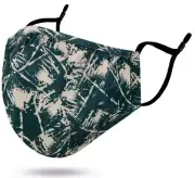 Simplicity Fabric Mask Adjustable Strap Metal Nose Bridge Breathable Green/Beige