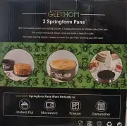 Geekhom Set of 3 Springform Pans Sizes 4 inch, 7 inch, 9 inch Bakeware Cake Pans