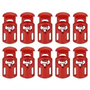 30Pcs 5.5x3mm Cord Lock Plastic Single Hole Spring Toggle Stoppers, Red