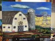 “Farm Days”landscape,barn acrylic painting on canvas hand painted Original18x24
