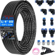 Air Line Tubing Kit, 1/4 OD DOT Air Line 50 FT(15 m) SAE j844 PA Nylon Air Hose