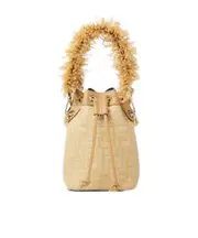 Fendi Mon Tresor FF Jacquard Drawstring Bucket Bag One size beige