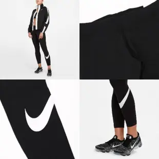 【NIKE 耐吉】緊身褲 Swoosh Mid 女款 黑 彈性 經典 大勾 運動褲 內搭褲 leggings(CZ8531-010)