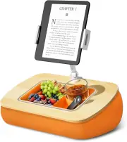 Lap Beanbag Tablet Pillow Stand w/ Snack Bowl and 360° Rotating Arm, Ipad Holder