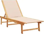 Camping Sunloungers Reclining Patio ChairsSun Lounger Cream Solid Wood Acacia and