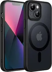 JETech Magnetic Case for iPhone 13 Mini 5.4-Inch Compatible with MagSafe, Translucent Matte Back Slim Shockproof Phone Cover (Black)