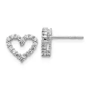 14k White Gold Real Diamond Heart Earrings