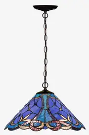 16" Large Blue Ribbon Clover Style Tiffany Pendant Light
